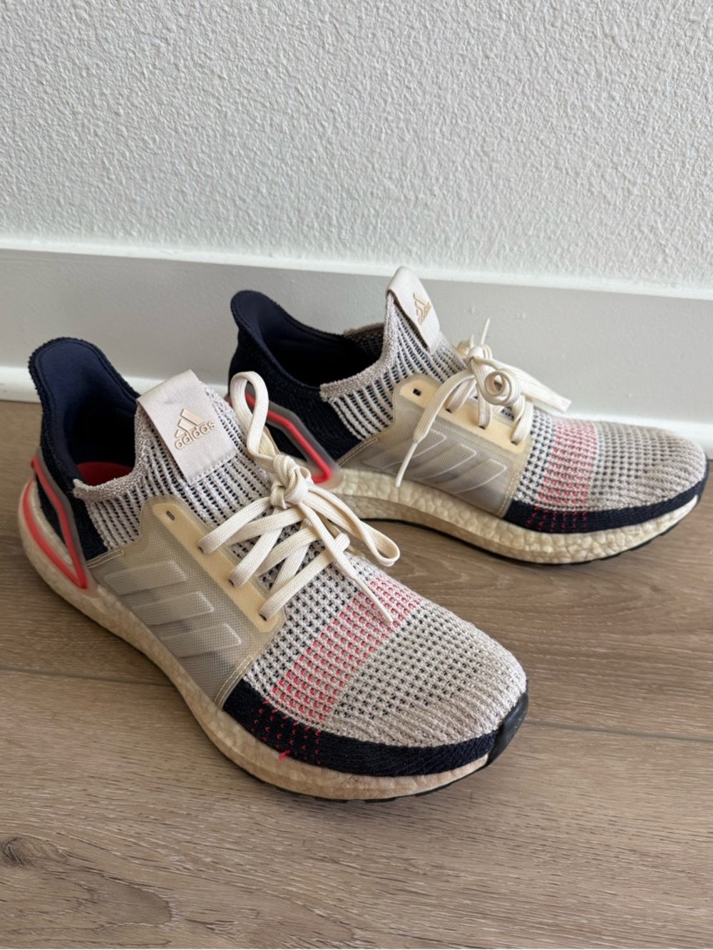 Adidas Ultraboost 19 White Pink Running Shoes Sneakers Women’s size 9.5 men’s 8